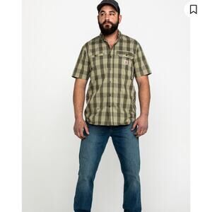 Carhartt Men’s Rugged Flex Rigby Short Sleeve Plaid Print Work Shirt, Size Small